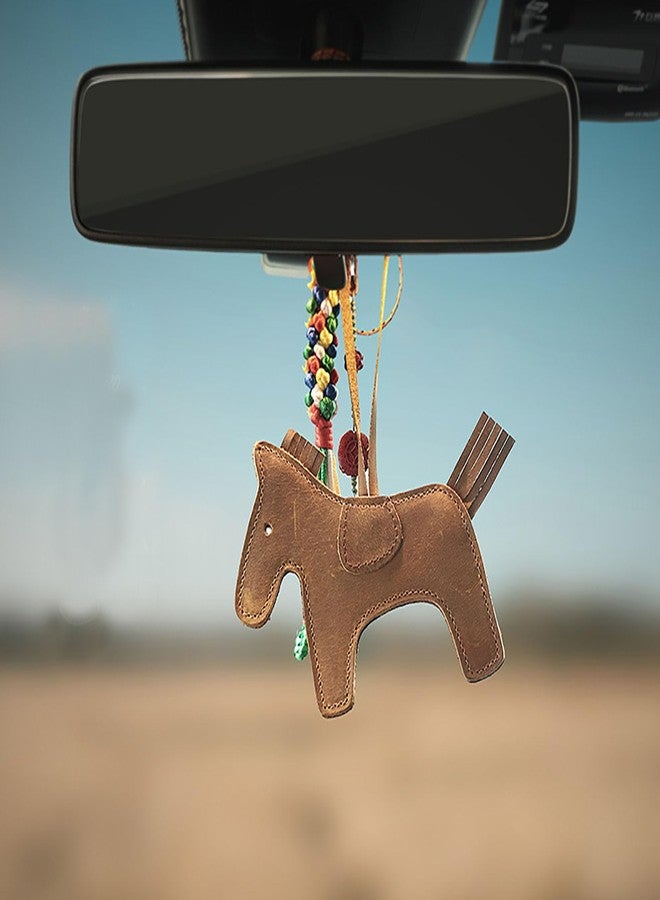 Craoopii Cute Horse Bag Charms,Handmade Genuine Leather Tassel Pony Keychain Sewing Horse Styling Fashion Bag Accessories for Women (2 COUNT) - Image 3